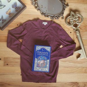 Loft 100% Cotton Wine Cardigan